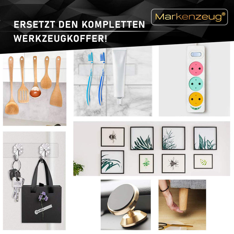 MARKENZEUG Premium doppelseitiges Klebeband - Verbessertes Konzept 2020 I Montageband I doppelseitiges Klebeband extra stark I Klebeband wasserfest & spurlos ablösbar I 10m