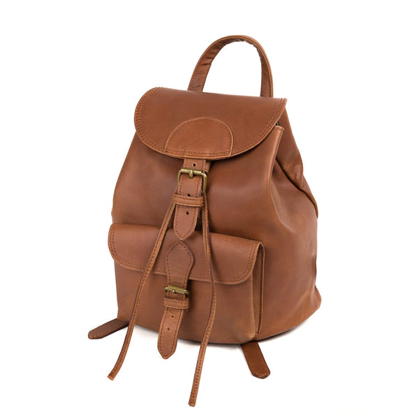 LEABAGS Leder Rucksack Damen & Herren I Echtleder Premium Daypack I Eleganter Backpack Frauen & Männer I Lederrucksack I Größe M I Vintage Cognac