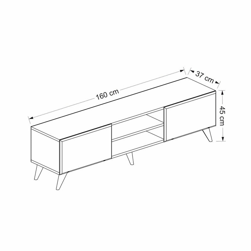 [en.casa] TV Schrank Grindsted Lowboard mit 2 Fächern Fernsehtisch mit Stauraum Wohnzimmer Eiche-Optik Anthrazit TV Board