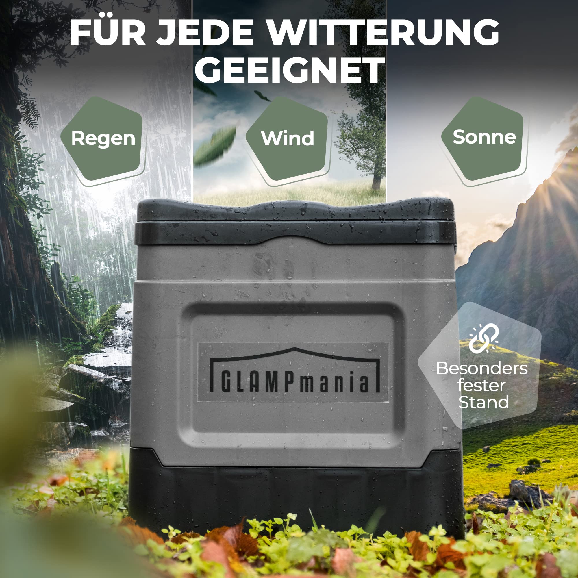 GLAMPmania Campingtoilette ohne Chemie [SEHR STABIL] für Tüten | Platzsparend, Flexibel und Clean | Die Mobile Toilette für Outdoor Camping, Festival, EDC, Zelten | Grau