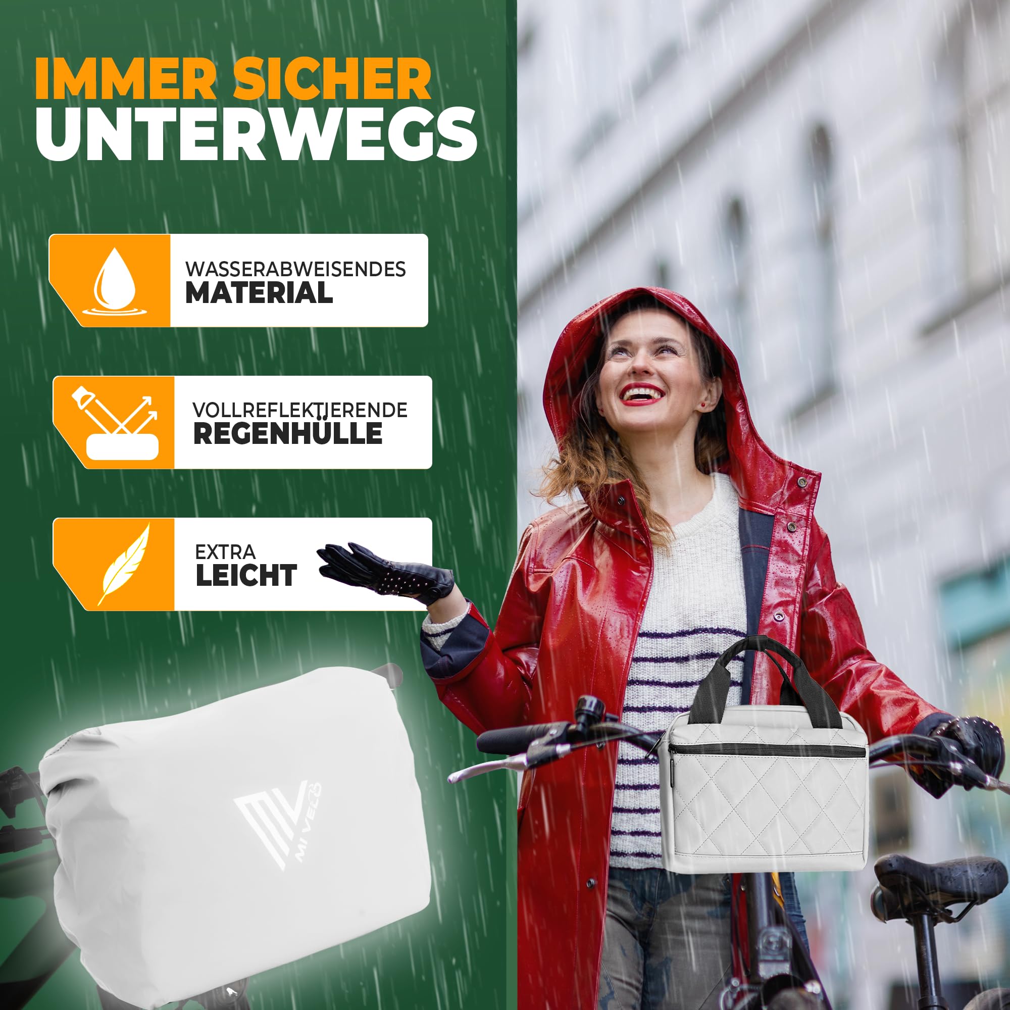 MIVELO Lenkertasche Fahrrad für KLICKfix - Fahrradtasche Lenker - wasserabweisend & geräumig - Lenkertasche - Tasche Lenker - E-Bike tauglich (Grau)