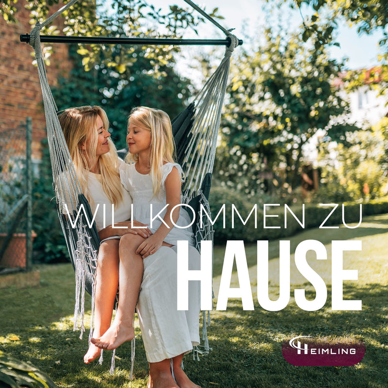 HEIMLING® Hängesessel Indoor & Outdoor XXL [All Inclusive Paket mit Aufhängung + 3 Kissen] Hängesessel Kinder & Erwachsene bis 150 kg | Hängematte Indoor Wohn- Schlafzimmer, Garten Balkon Terrasse