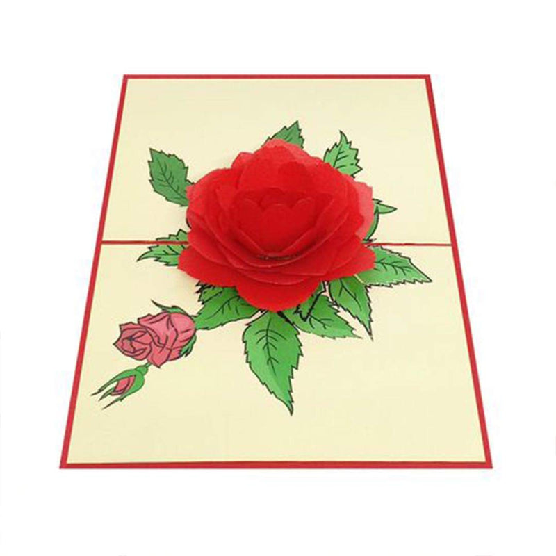 Rote Rose Blumen Karte Geschenk pop up 3D mit Blumen Rose Muttertag Romantische Liebeskarte zu Hochzeitstag Geburtstagskarte Glückwunschkarte Verlobung Liebeserklärung 