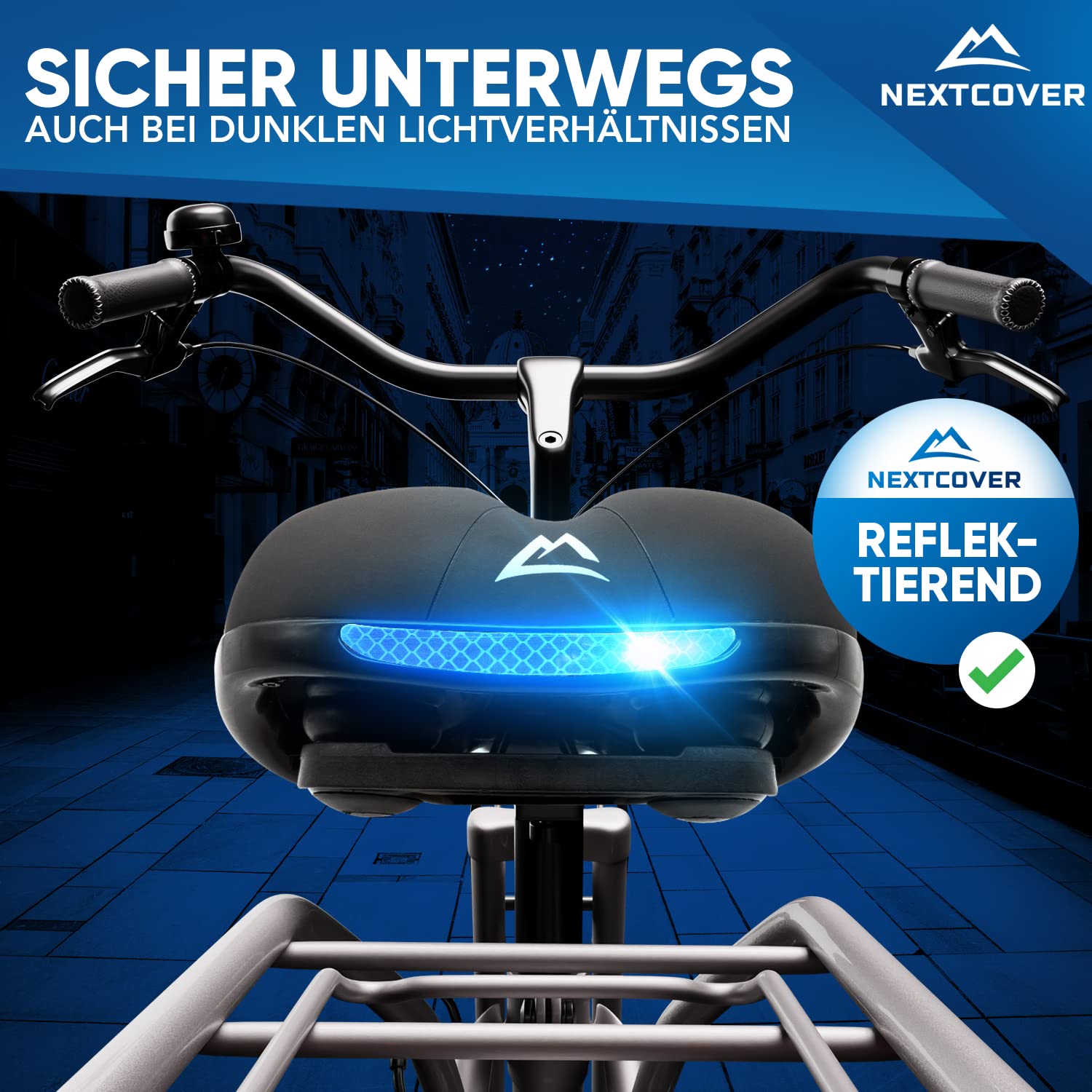 NEXTCOVER® Fahrradsattel Damen & Herren mit [Airflow] Vertiefung für maximalen Fahrkomfort I Ergonomischer Memory Foam Fahrrad Sattel mit optimaler Luftzirkulation (Fahrradsattel Pro)