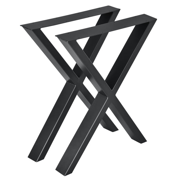 [en.casa] Tischgestell Greith 2er-Set X-Form Tischbeine Tischkufen aus pulverbeschichtetem Stahl für Esstisch, Schreibtisch Schwarz 59 x 72 cm