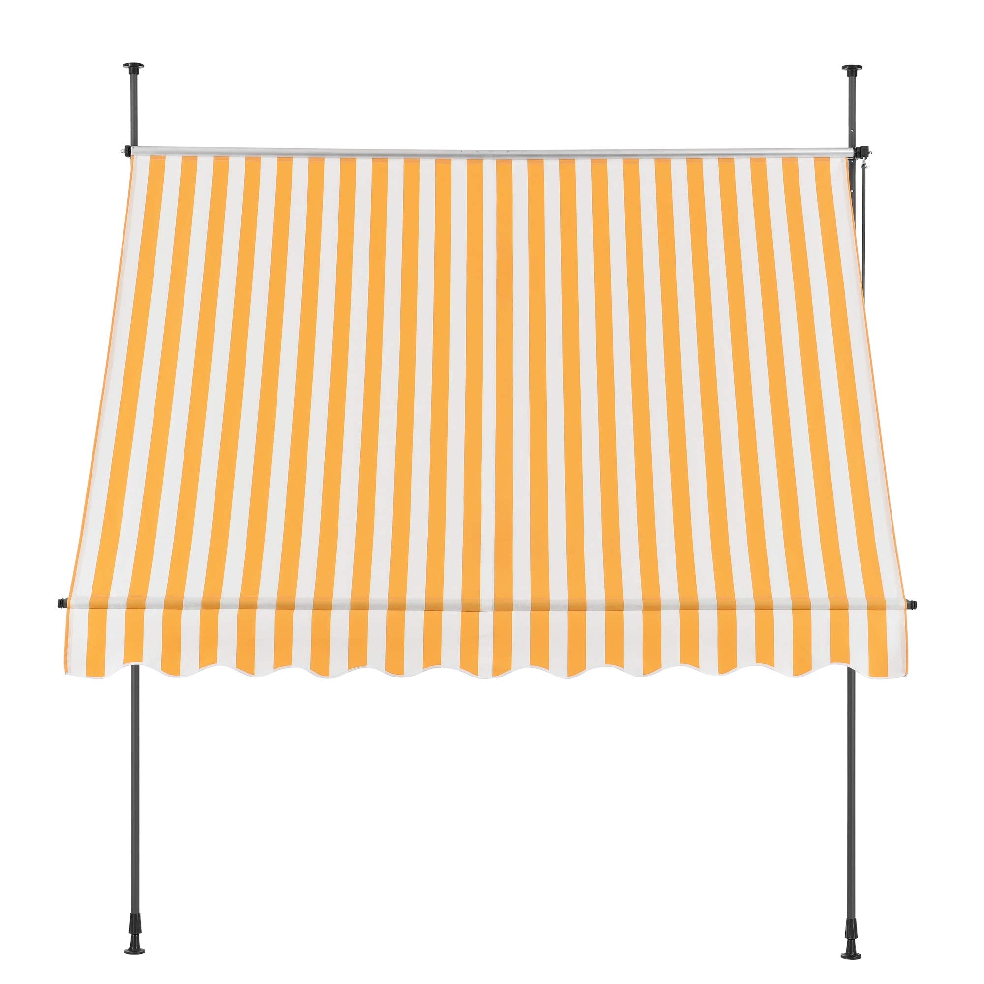 pro.tec Klemmmarkise Stem Markise ohne Bohren 250 x 120 x 220-309 cm Balkonmarkise mit Handkurbel Sonnenschutz Stahlgestell Gelb/Weiß