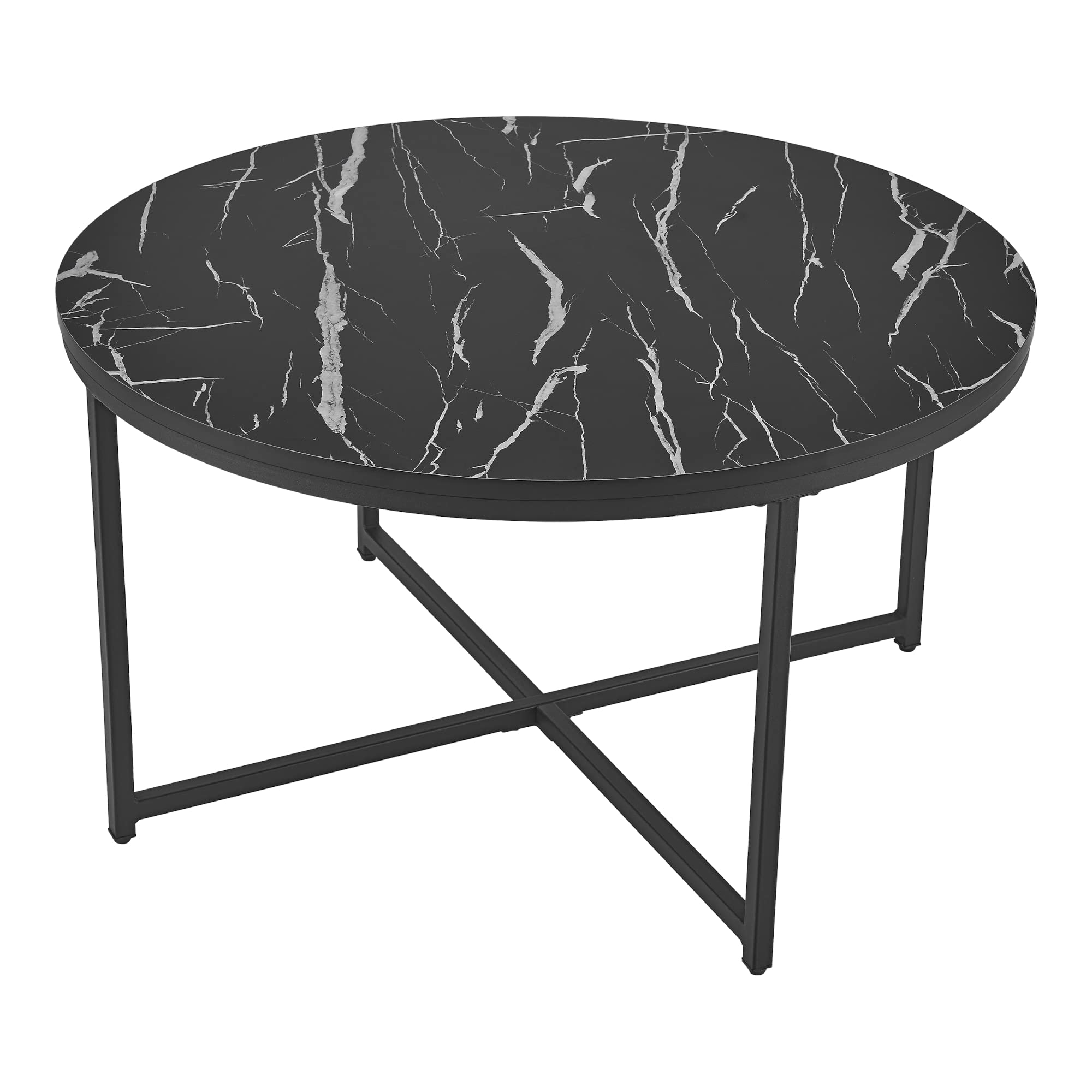 [en.casa] Couchtisch Uppvidinge Beistelltisch 45x80cm Wohnzimmertisch rund Marmor/Schwarz