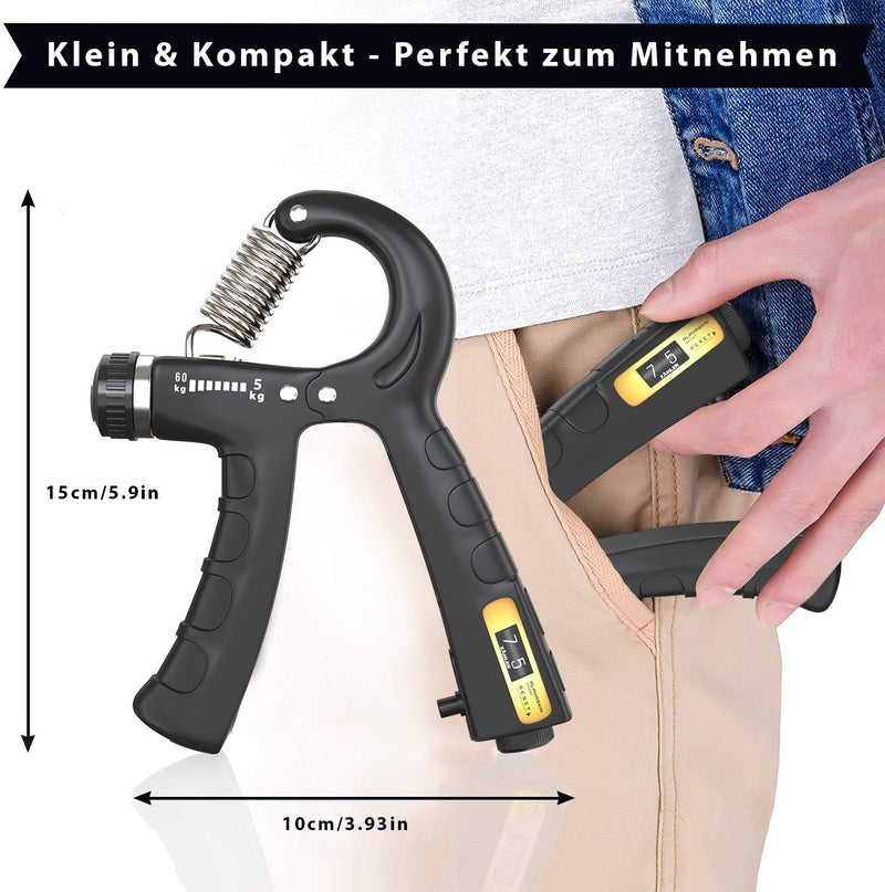 ALPHASKIN Premium Handtrainer m. Zählfunktion I Verbessertes Konzept 2023 I 2er Set | Fingertrainer Griffkraft Trainer | Unterarmtrainer Fingerhantel Trainingsgerät Grip Fitness Krafttraining