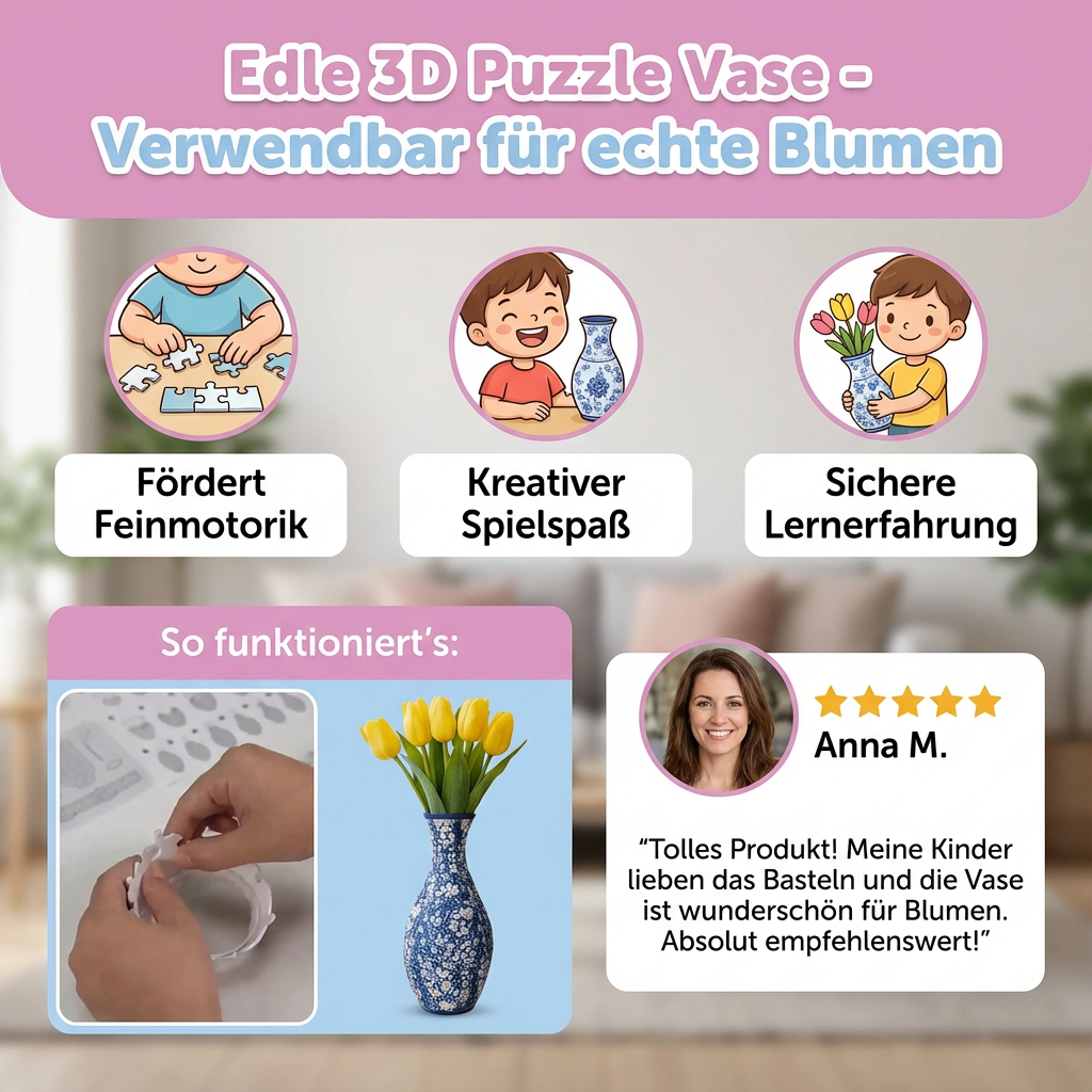 Rebolet | 3D Puzzle Vase Dekoration für echte Blumen