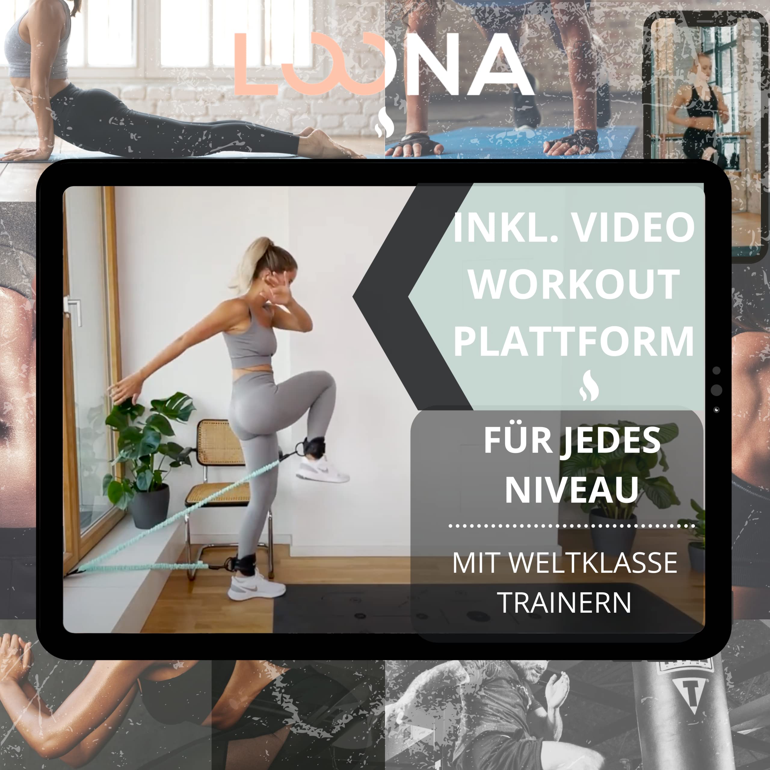 Loona Gym – Ankle Straps - Trainings-Fußschlaufen - Fitness-Knöchelriemen - Workout Knöchelgurte - Fitness Fußschlaufen  - Die optimale Ergänzung für Widerstandsbänder Gym geeignet für Anfänger und Profis