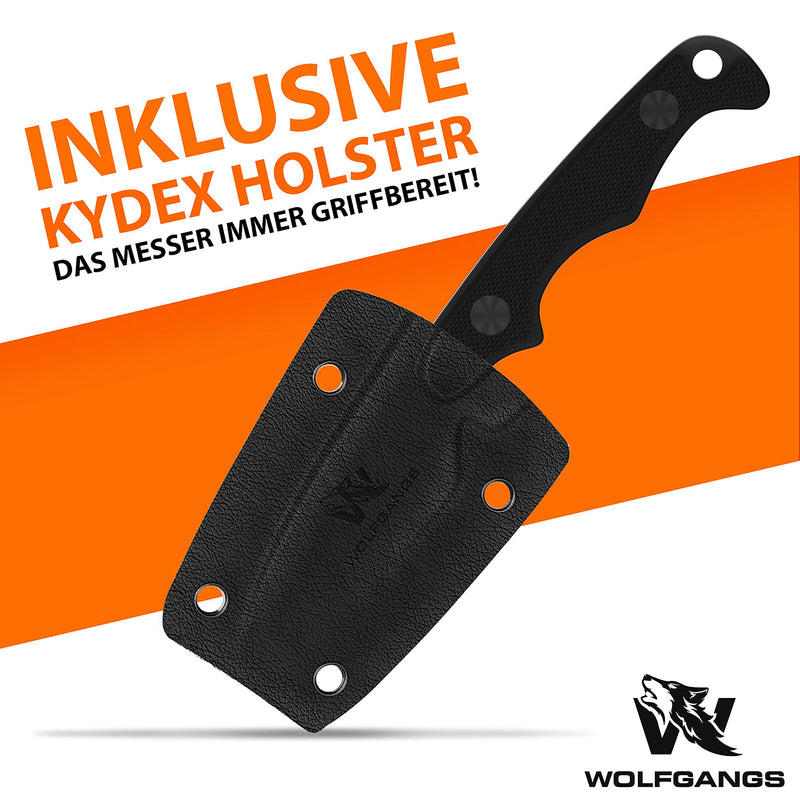 Wolfgangs ACUS Neck Knife Messer - inklusive Kydex Scheide und Kugel Halskette zum umhängen - Mini Tactical Survival Outdoor Messer für verstecktes tragen (Acus - Schwarz)