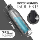 Vezato Trinkflasche Edelstahl - BPA-freie Isolierflasche 750 ml - Auslaufsichere Wasserflasche mit doppelter Isolierung - Thermosflasche spülmaschinenfest - Für Kohlensäure geeignet - Nachhaltig