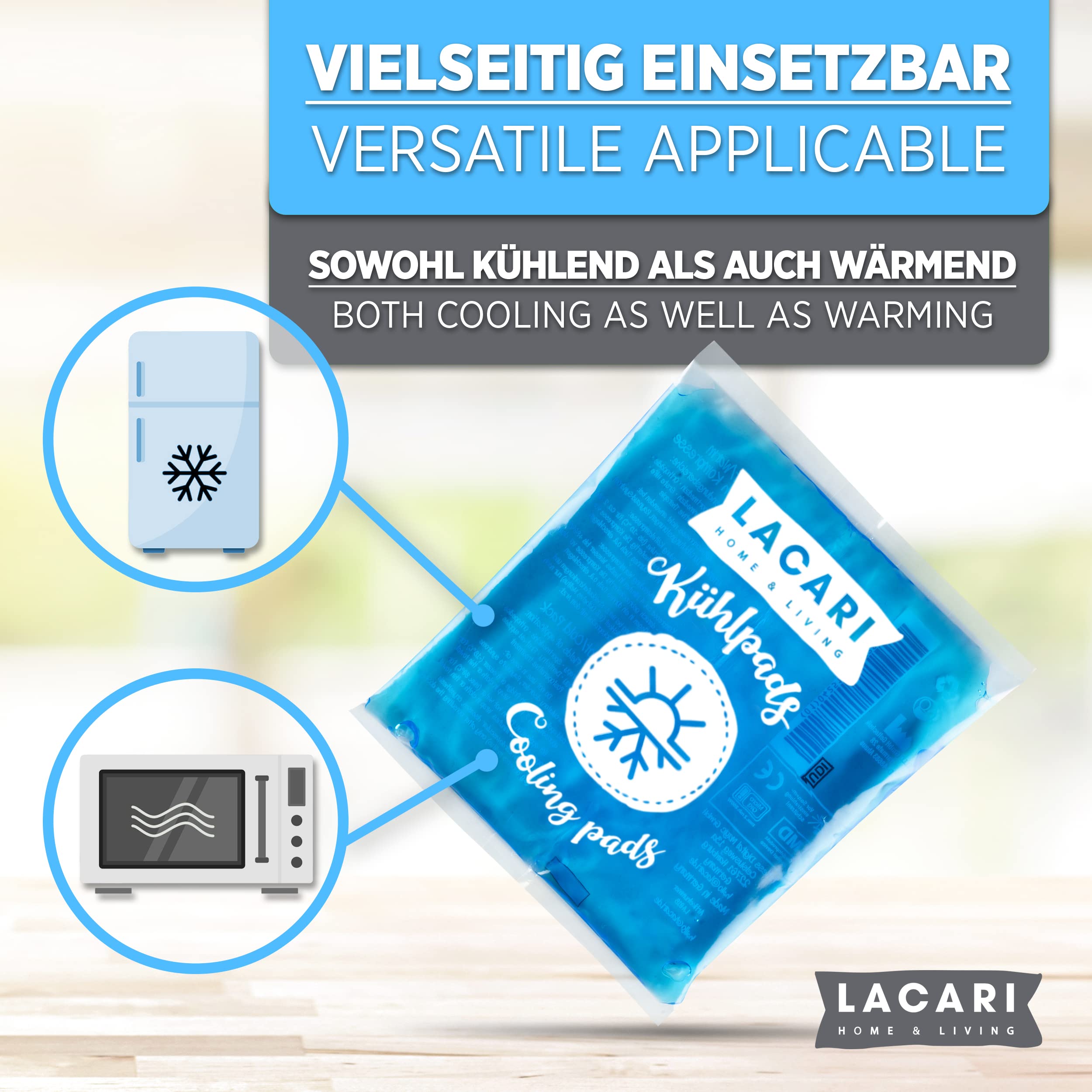 Kühlpads | 4x Kühlpack TÜV Geprüft | Lacari ORIGINAL Kalt Warm Kompresse | Kühlkissen & Coolpack in 2 Größen | Kühlkompresse für Erste Hilfe | Kühlpad und Kühlakku Gel | Kühlpads Gel