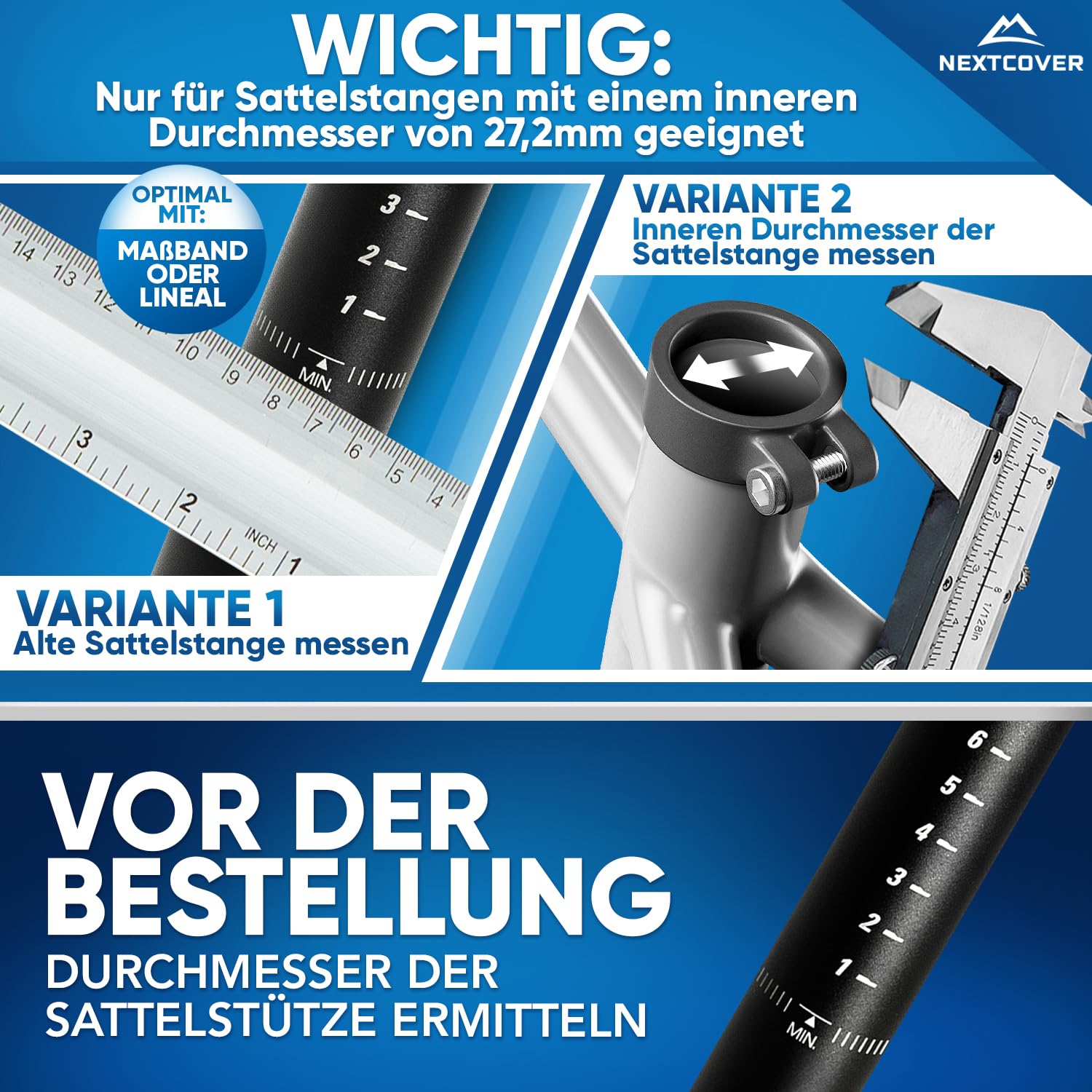 NEXTCOVER® Fahrrad Sattelstütze gefedert mit 27.2mm Durchmesser und [Comfort-Spring] Technologie I gefederte Sattelstütze, Sattelstange, Federsattelstütze