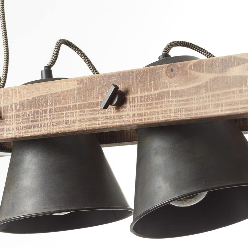 BRILLIANT Lampe, Decca Pendelleuchte 2flg schwarz stahl, 2x A60, E27, 10W, Holz aus nachhaltiger Waldwirtschaft (FSC)