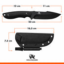 Wolfgangs Outdoor-Messer AMBULO mit Kydex Holster - Edles Jagdmesser aus einem Stück D2 Stahl gefertigt - DAS Bushcraft Messer - Survival Messer inklusive verbessertem Feuer-Starter (Full Black)