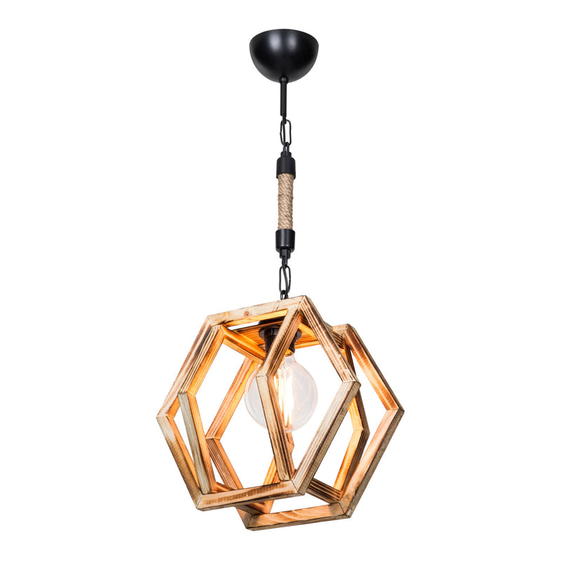 lux.pro Pendelleuchte Cheltenham 1 x E27 Holz Deckenlampe Vintage Wohnzimmerlampe hängend Hängelampe industrial