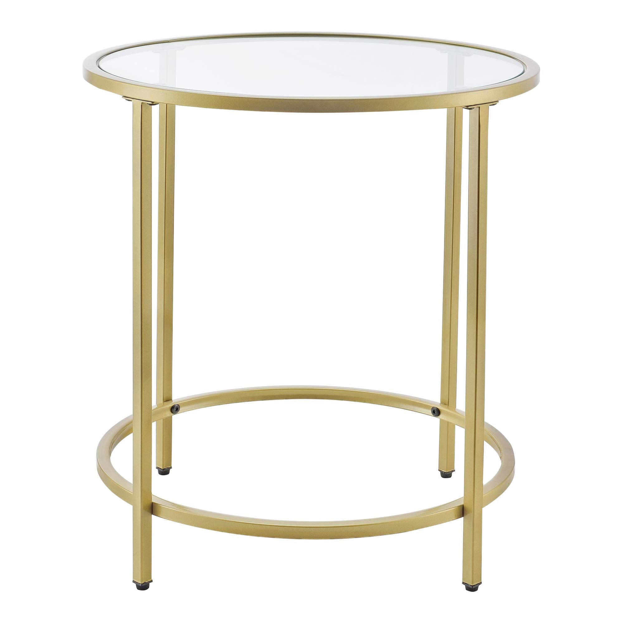 [en.casa] Beistelltisch Ähtäri Glas-Tischplatte Stahlgestell 50 x 55 cm Couchtisch Wohnzimmertisch Kaffeetisch Gold