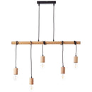 Brilliant Lampe Jenji Pendelleuchte 5flg holz hell/schwarz | 5x A60, E27, 40W, geeignet für Normallampen (nicht enthalten) | Kabel kürzbar