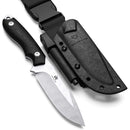 Wolfgangs Outdoor-Messer AMBULO mit Kydex Holster - Edles Jagdmesser aus einem Stück D2 Stahl gefertigt - DAS Bushcraft Messer - Survival Messer inklusive verbessertem Feuer-Starter (Schwarz)