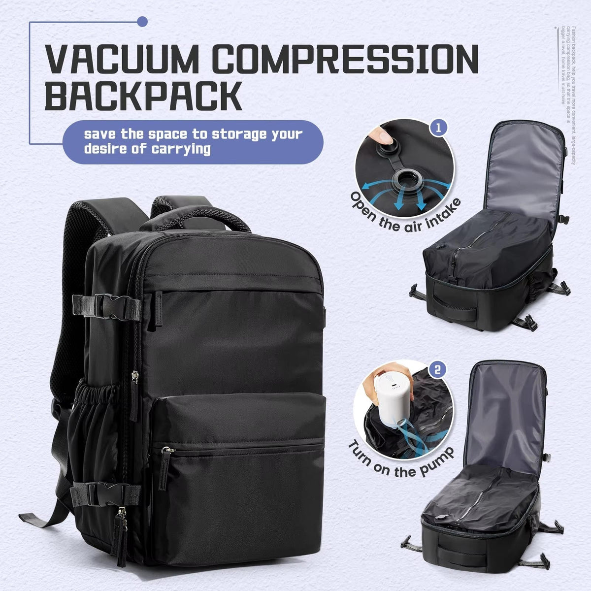 15,6-Zoll-Reiserucksack mit Vakuumkompression