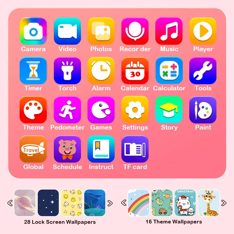 Rebolet | Kinder Spieltelefon mit Dualkameras und Bildungsfunktionen