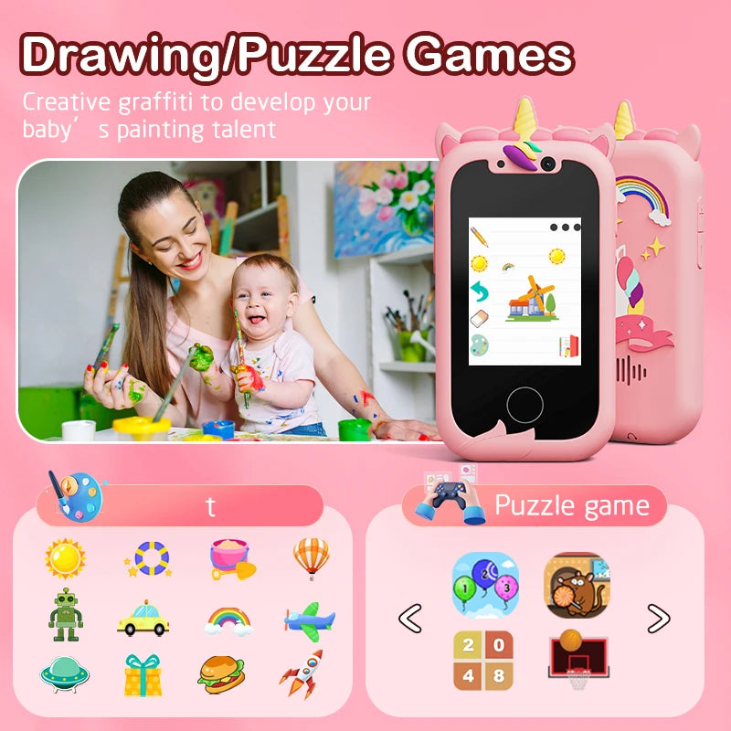 Rebolet | Kinder Spieltelefon mit Dualkameras und Bildungsfunktionen