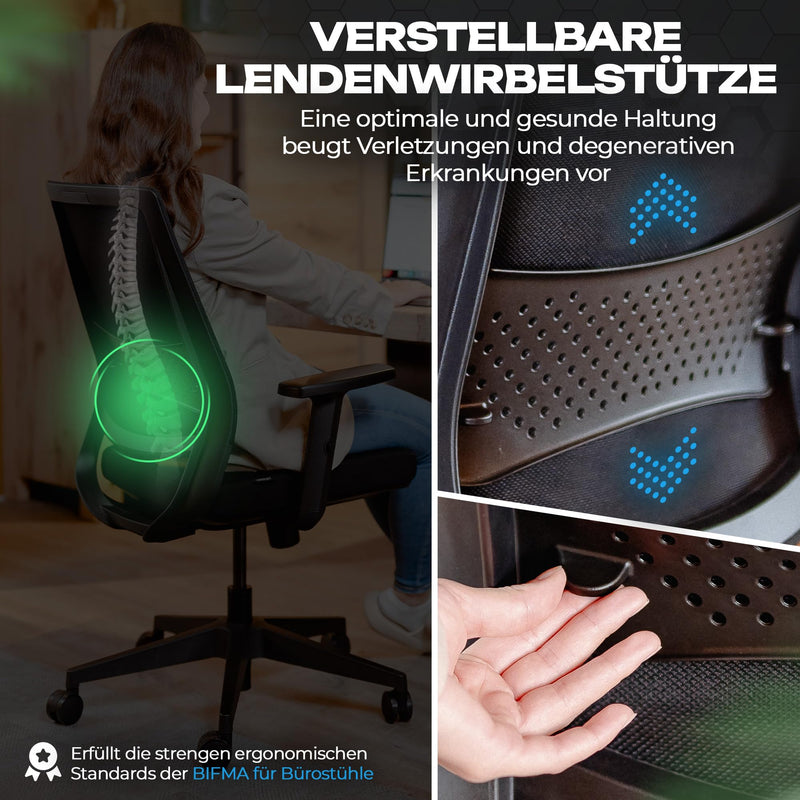 VALKENSTOL M2 Ergonomischer Bürostuhl 150 kg ohne Kopfstütze Schwarz Schreibtischstuhl Bürostuhl Ergonomisch Bürostühle Ergonomic Office Chair