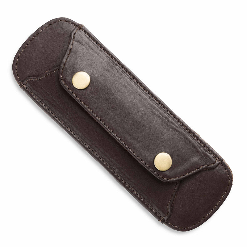 LEABAGS Leder Schulterpolster 18 x 6 cm I Taschen Anti-Rutsch Rutsch-Stopp Funktion I Echtleder Gurtpolster mit Druckknöpfen I Schultergurt Polster I Schulterriemen Polster I Choco