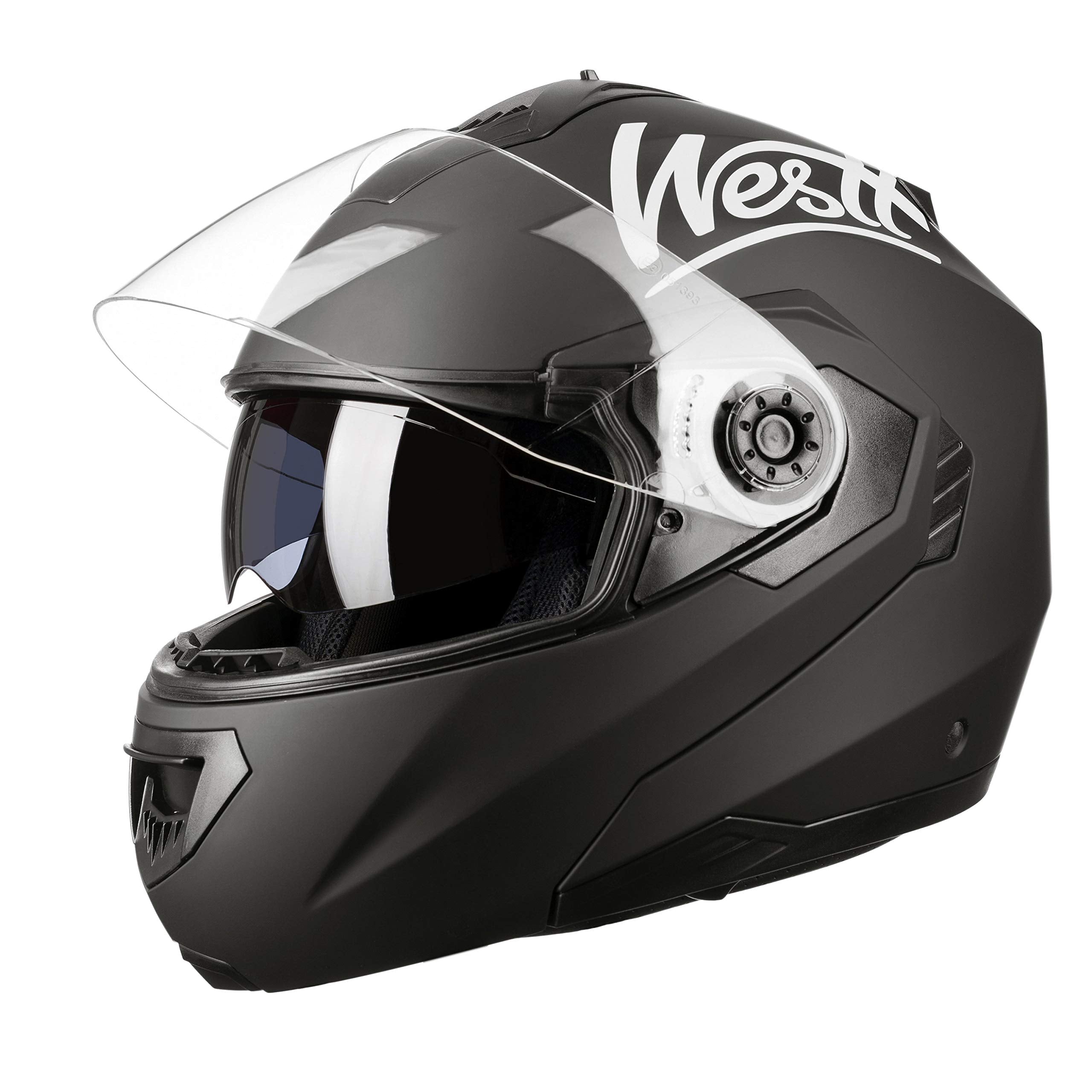 Westt Torque X - Klapphelm Integralhelm Motorrad Helm Doppelvisier - Schwarz – Roller – ECE Zertifiziert