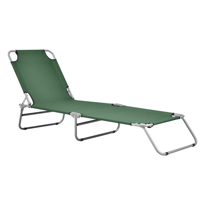 casa.pro Sonnenliege Carcao Relaxliege klappbar Strandliege bis 110 kg Dunkelgrün 186 x 55 x 24 cm Gartenliege mit Rückenlehne verstellbar Stahlgestell