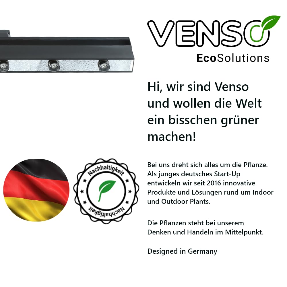 Parus by Venso LED Track Light schwarz 60cm 90°, Stromschienenstrahler, Pflanzenlampe für Zimmerpflanzen LED Beleuchtung für Fassaden- und Wandbegrünung, Pflanzenlicht LED Vollspektrum Grow Light