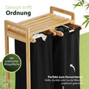 AMBIAVO® Wäschekorb 2 Fächer [schwarz, 100% Baumwolle, Bambus, 60 l Volumen] | Wäschesammler für Schmutzwäsche| Wäsche Sortiersystem | Wäschesortierer Holz | Wäschebox | laundry baskets