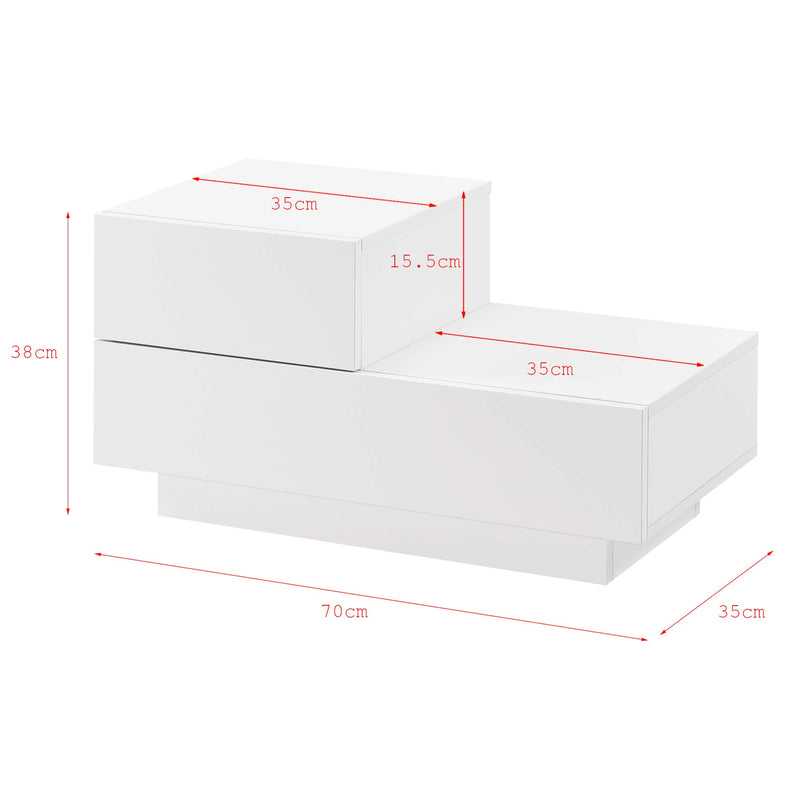 [en.casa] Nachttisch mit 2 Schubladen Nachtschrank 38x70x35cm Kommode Beistelltisch Schubladentisch Dunkelgrau Matt