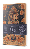 LEABAGS Pocket Notes Deco Edition Notizbücher 68 Seiten 9x14 cm - 3er Pack I Deep Space