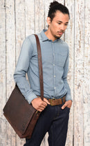 LEABAGS - OXFORD -  Leder Umhängetasche Herren & Damen I Messenger Bag mit Schultergurt I Echtleder Laptoptasche bis 15 Zoll I Schultertasche I Arbeitstasche I Tragetasche I Handtasche I Walnut