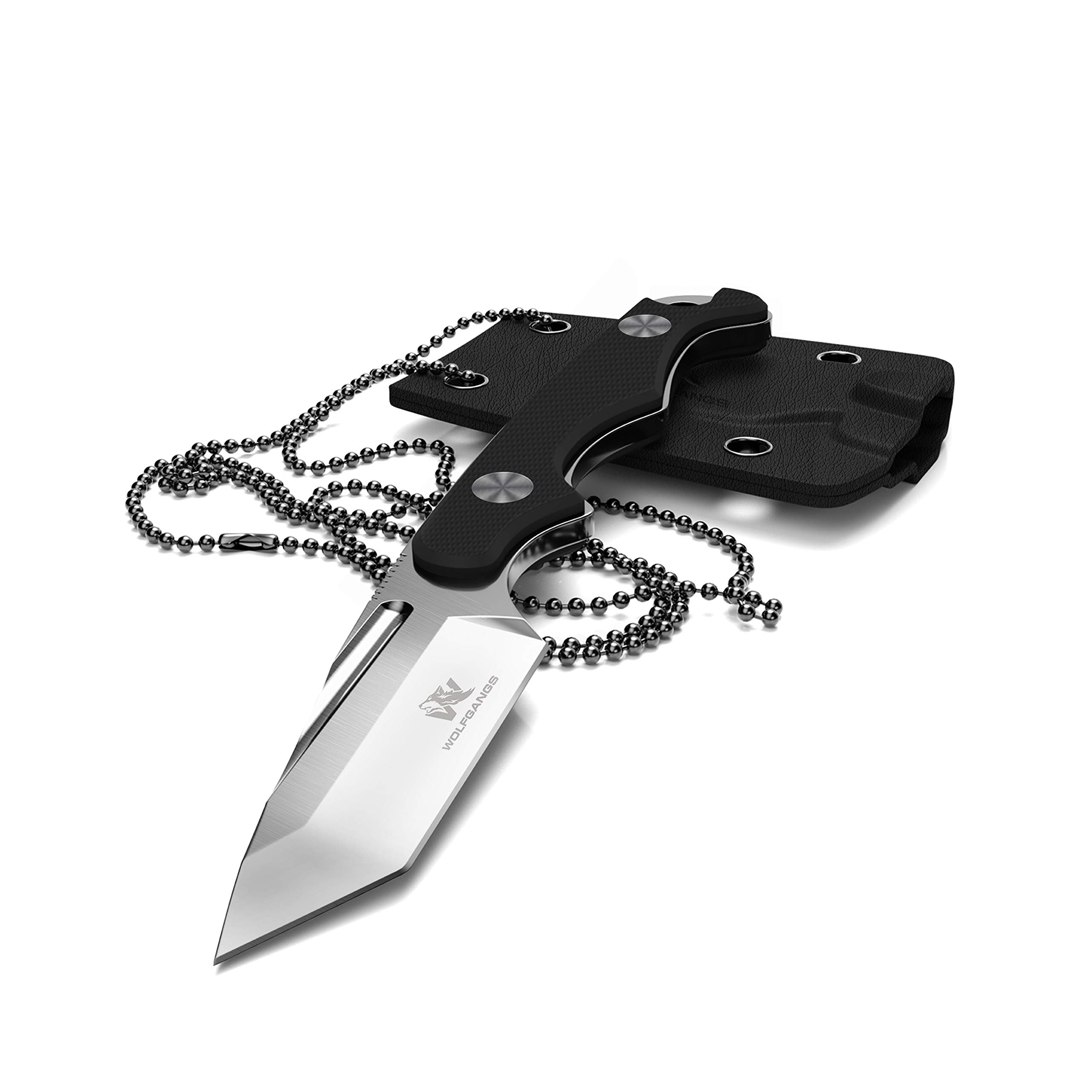 Wolfgangs ACUS Neck Knife Messer - inklusive Kydex Scheide und Kugel Halskette zum umhängen - Mini Tactical Survival Outdoor Messer für verstecktes tragen (Acus - Silber)