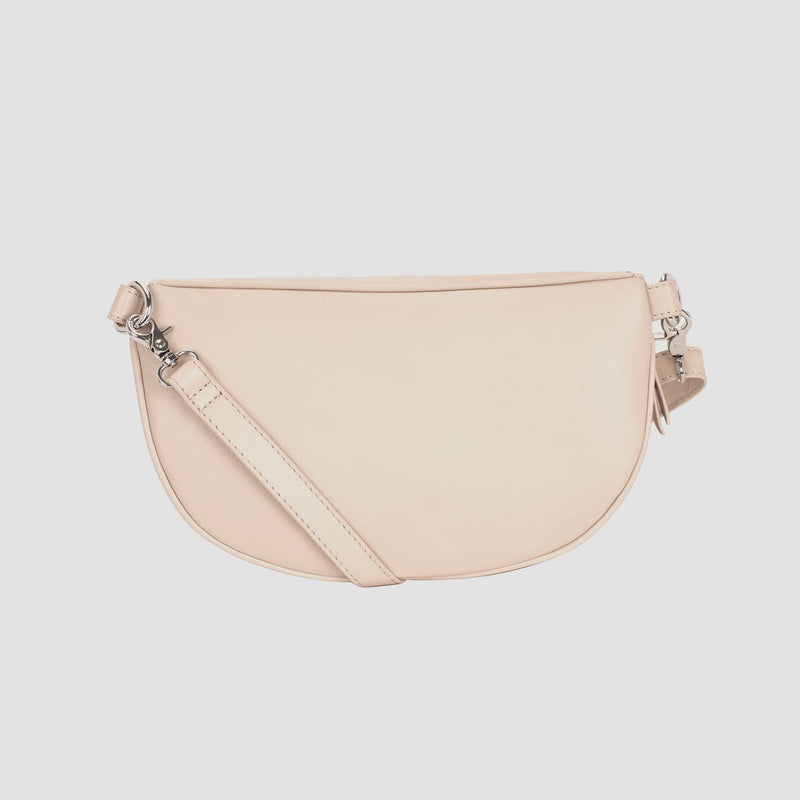 LEABAGS Bogota große Bauchtasche aus echtem Leder | Gürteltasche mit Reißverschluss | Crossbody Bag für Damen | 27x7x16 cm | Brusttasche Creme Beige