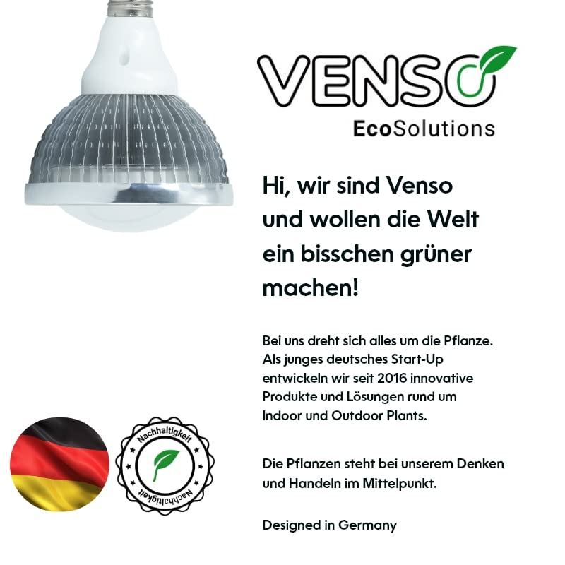 Parus by Venso GrowLight Winter E27 LED Pflanzenlampe 18W 140°, Venso Ecosolutions Vollspektrum LED Überwinterungslampe Pflanzenlampe LED Vollspektrum, LED Birne, Vollspektrum E27 Pflanzenlampe Birne