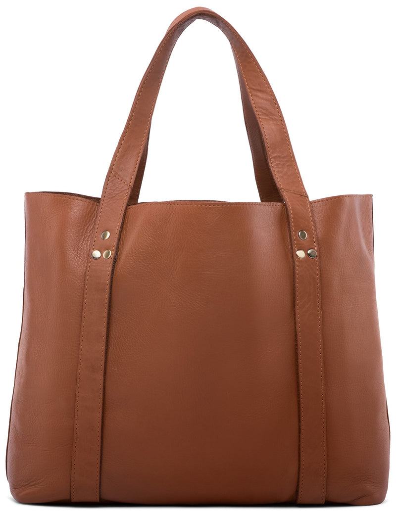 LEABAGS Rosario Handtasche aus echtem Büffel-Leder im Vintage Look - Cognac