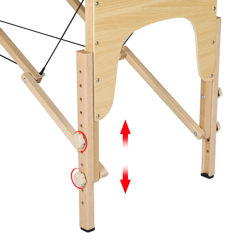 Yaheetech Massageliege Mobile Massagetisch mit Holzfüßen 2 Zonen Tragebares Massagebett inkl. Kopfstütze & Armlehnen Höhenverstellbar 60cm Breit bis 250 kg Belastbar, Hellrosa