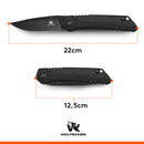 Wolfgangs CULTRO Zweihandmesser Klappmesser aus feinstem D2 Stahl - Legales Taschenmesser Klappmesser im zeitlosen Design - Outdoor Messer Survival - Klappmesser Outdoor inkl. Kydex Holster (Schwarz)