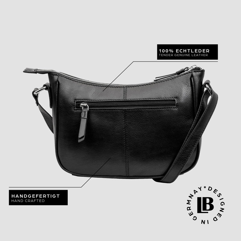 LEABAGS Kairo Umhängetasche I Echtes Leder I Handtasche für Damen I Schultertasche I 28x8x18 cm I Shopper Schwarz