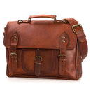 Nama Leather Lane 'Salvatore' Aktentasche Echtes Leder 13 Zoll Schultertasche Vintage Messenger Bag Umhängetasche Business Tasche Lehrertasche Laptoptasche Naturleder Braun