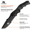 Wolfgangs UNDIQUE Zweihand Klappmesser aus feinem 440C Stahl - LEGAL in Deutschland zu führen - Outdoor Messer mit Multifunktions-Klinge - Starkes Survival Messer - Jagdmesser Bushcraft (FullBlack)