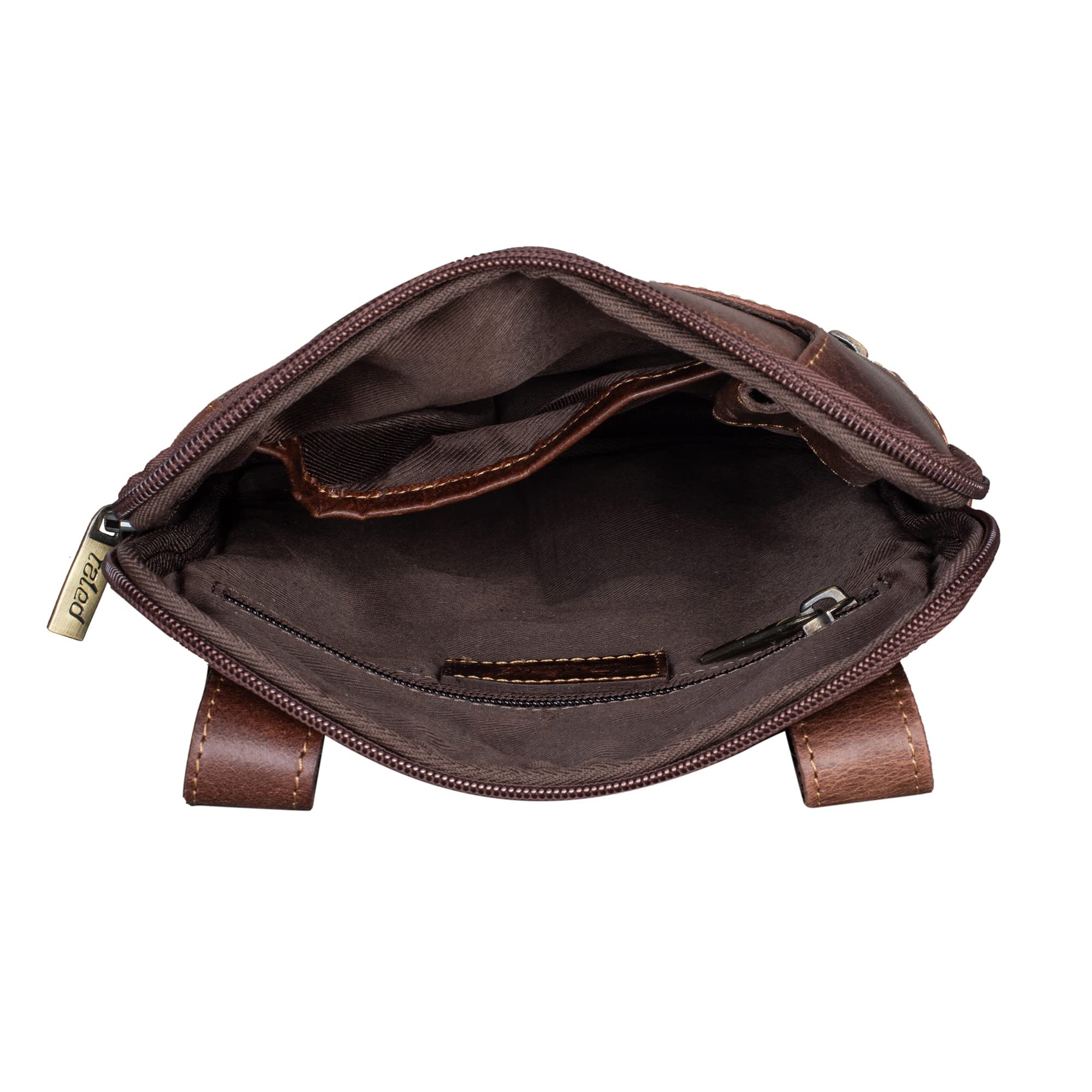 TALED Leder Umhängetasche Herren & Damen I Messenger Bag mit Schultergurt I Schultertasche I Arbeitstasche I Tragetasche I Handtasche I Echtleder Tasche I Vintage Cognac