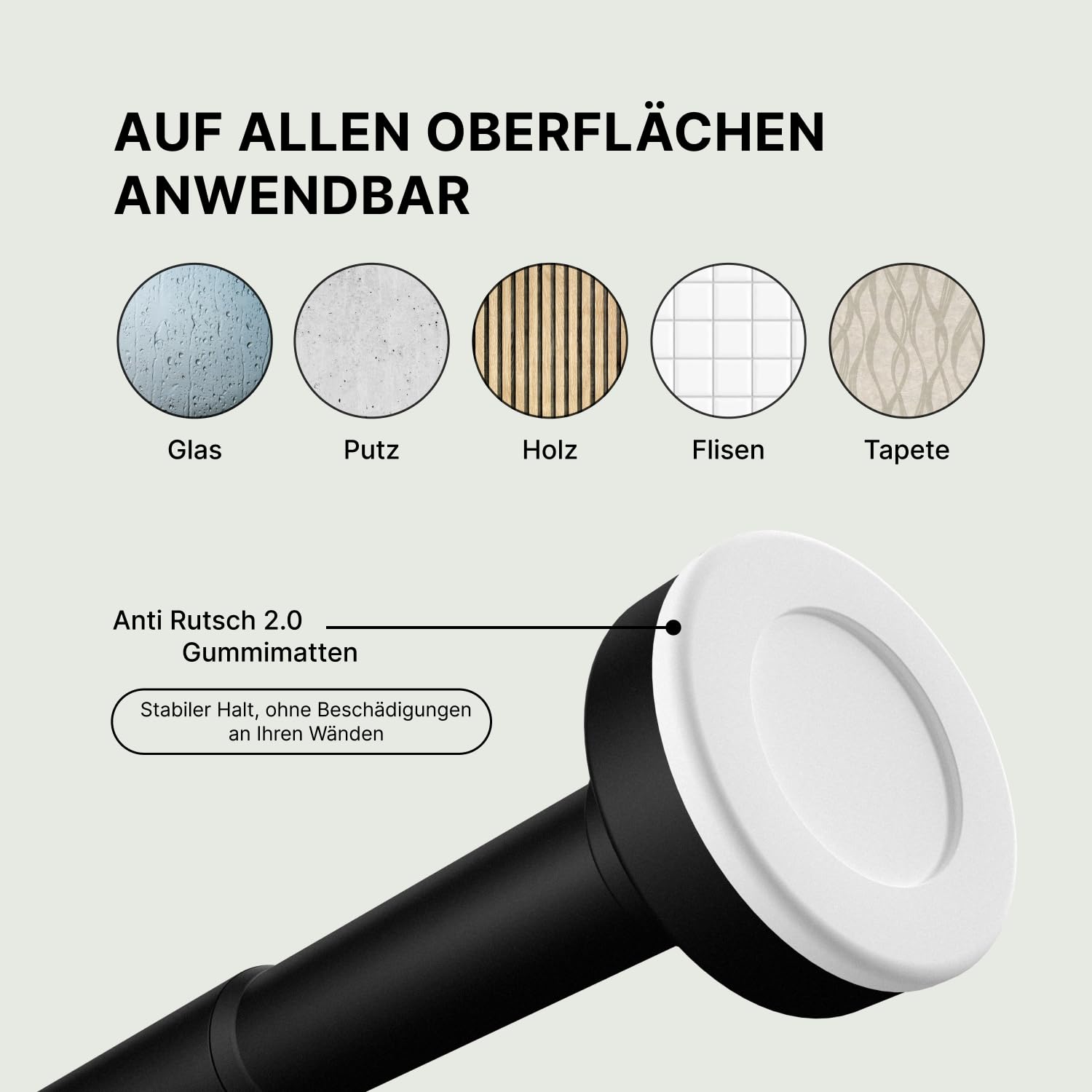 MEISENBERG Gardinenstange zum Klemmen 90-160cm - Duschstange ohne Bohren - Vorhangstange - Schwarz - Teleskopstange - 1Stück