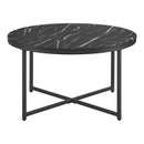 [en.casa] Couchtisch Uppvidinge Beistelltisch 45x80cm Wohnzimmertisch rund Marmor/Schwarz