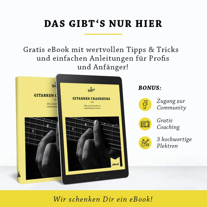 BELFORT® Premium Saitenkurbel BONUS: 4 Plektren + inkl. eBook Saitenspindel für schnelleres Saiten wechseln Für Westerngitarre, Akustikgitarre, Konzertgitarre, Klassische Gitarre + E-Gitarre (Schwarz)