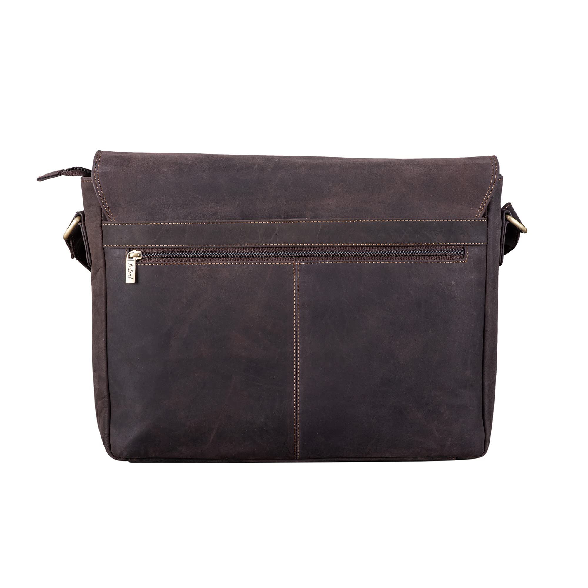 TALED Leder Umhängetasche Herren & Damen I Echtleder Laptoptasche bis 15 Zoll I Messenger Bag mit Schultergurt I Schultertasche I Arbeitstasche I Tragetasche I Handtasche I Nature Dunkelbraun